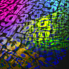 The gradient blur colorful numbers stacked on black background, fashion, decor, picture, background, business, copy space