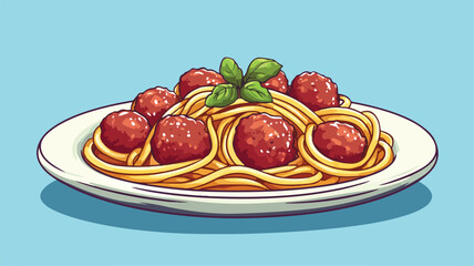 Delicious Cartoon Spaghetti and Meatballs Vector Illustration for Food Lovers