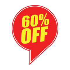 60% Off Red Badge – 60% Discount Sticker for Sales, Offers, and Promotions
