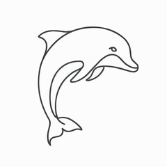 Fototapeta premium Icon of a dolphin in minimalist line art style on white background 