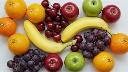 Assorted Fresh Fruits on a White Background