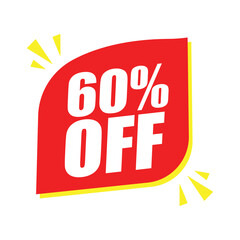 60% Off Red Badge – 60% Discount Sticker for Sales, Offers, and Promotions