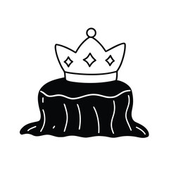 Velvet Pillow Resting on Tree Stump with Crown