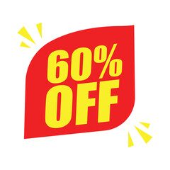 60% Off Red Badge – 60% Discount Sticker for Sales, Offers, and Promotions