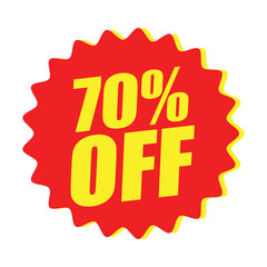70% Off Red Badge – 70% Discount Sticker for Sales, Offers, and Promotions