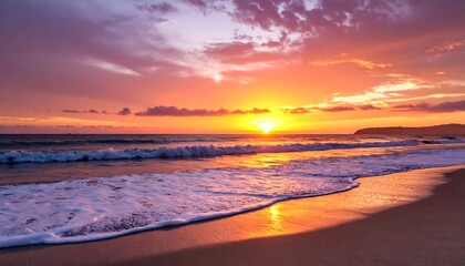 Fototapeta premium Colorful sunset over a beach
