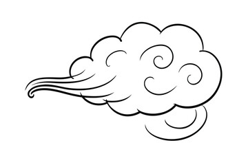 Cloud Blowing Wind With Swirl Lines