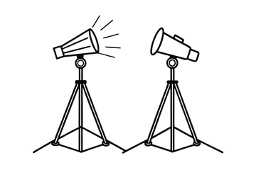 Cartoon Spotlights On Tripod Stands
