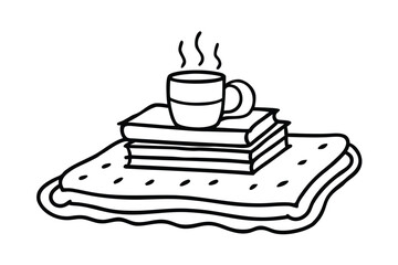 Books And Hot Tea On A Cozy Rug