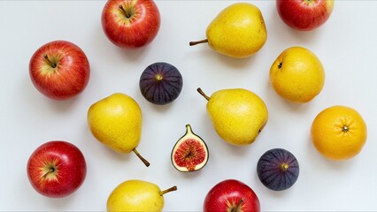 Fruits Arrangement on White Background