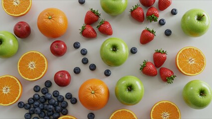 Fruits Assortment on White Background