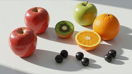 Fruits Assortment with Shadows