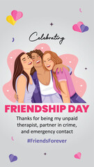 Happy Friendship day story reel design template for social media