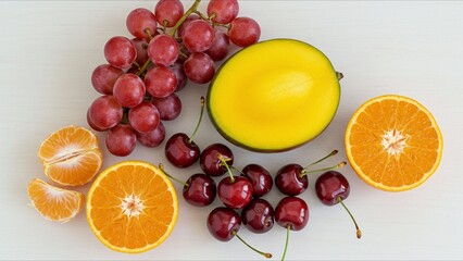 Fruits on white background