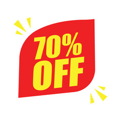 70% Off Red Badge – 70% Discount Sticker for Sales, Offers, and Promotions