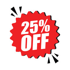 25% Off Red Badge – 25% Discount Sticker for Sales, Offers, and Promotions