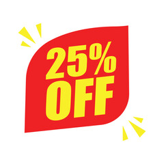 25% Off Red Badge – 25% Discount Sticker for Sales, Offers, and Promotions