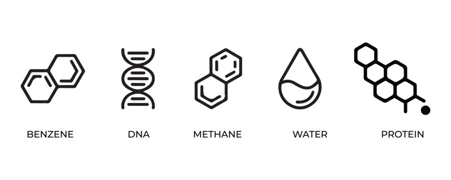 Molecular Structure Icon &ndash; Chemistry and Science Symbol on White Background

