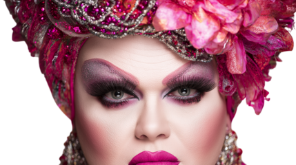 Dramatic Drag Queen Portrait on Transparent Canvas