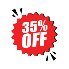 35% Off Red Badge – 35% Discount Sticker for Sales, Offers, and Promotions