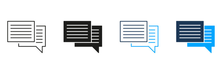 Chat Bubble Line And Solid Icon Set. Communication, Messaging, And Conversation Symbol Collection. Digital Interaction And Online Chatting Representation. Isolated Vector Illustration