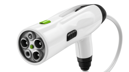 Electric Vehicle Charging Connector on Transparent