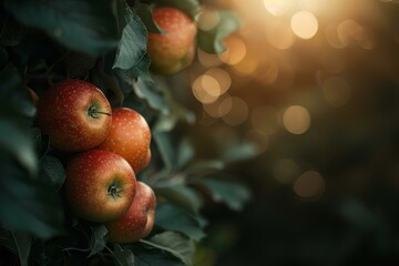 Lush july orchard with abundant ripe apples growing on trees in a vibrant garden setting