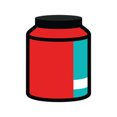 whey protein tub on white background