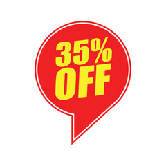 35% Off Red Badge – 35% Discount Sticker for Sales, Offers, and Promotions