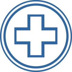 Obraz premium Blue Medical Cross Symbol in a Circle