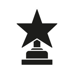 Star Trophy Solid Icon. Achievement, Excellence, And Recognition Award Silhouette Symbol. Celebratory Success And Honor Representation. Isolated Vector Illustration