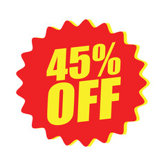 45% Off Red Badge – 45% Discount Sticker for Sales, Offers, and Promotions