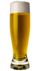 Golden Beer Glass with Frothy Head PNG Transparent Isolated