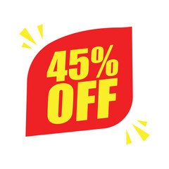 45% Off Red Badge – 45% Discount Sticker for Sales, Offers, and Promotions