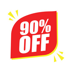 90% Off Red Badge – 90% Discount Sticker for Sales, Offers, and Promotions