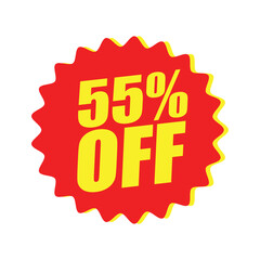 55% Off Badge – 65% Off Discount Sticker for Promotion.