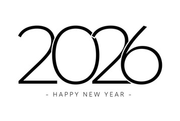 Thin 2026 Typography in Minimal Black Vector Style, Elegant and Lightweight Year Design, Editable Formats: AI, EPS, JPG, PNG, Ideal for Both Digital and Print Use

