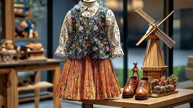 traditional dutch child&rsquo;s outfit rotate video