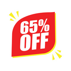 65% Off Red Badge – 65% Off Discount Sticker for Promotion.