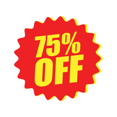75% Off Red Badge – 75% Off Discount Sticker for Promotion.
