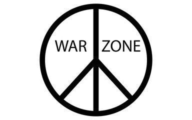 Peace sign with war zone text, peace png sign with war concept