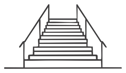 Minimalist line art icon of a staircase with steps leading up concept illustration