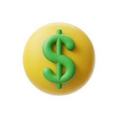Obraz premium Green dollar symbol on a yellow circle dollar sign currency