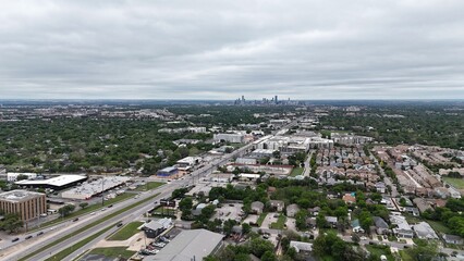 Urban area with skyline in the far distance. 