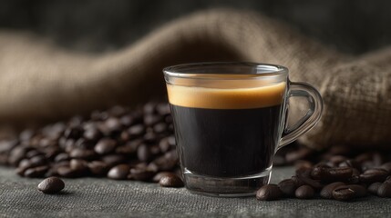 Exquisite Double Espresso in a Clear Glass Cup with Velvety Crema