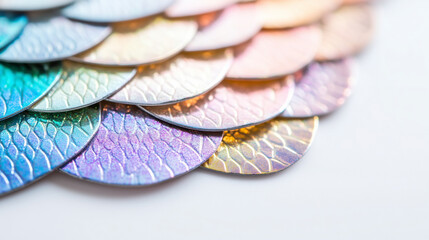 Naklejka premium macro shot of rainbow multicolored abstract vibrant fish scale