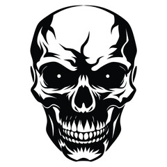 Fototapeta premium Menacing black skull silhouette white