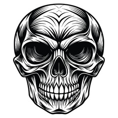 Fototapeta premium Menacing human skull black silhouette bone