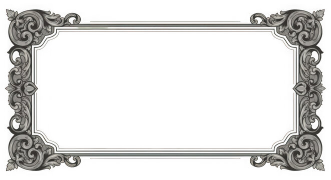An ornate vintage frame with intricate scrollwork and a classic design ideal for adding elegance to photos or certificates isolated on transparent background