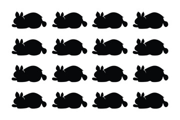 Collection of silhouetted cat poses from above showing various sitting and lying down positions